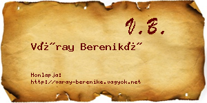 Váray Bereniké névjegykártya